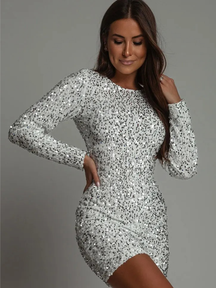 Ava | Women's Cocktail Dresses With Sequin Detail And Long Sleeves | Glamorous