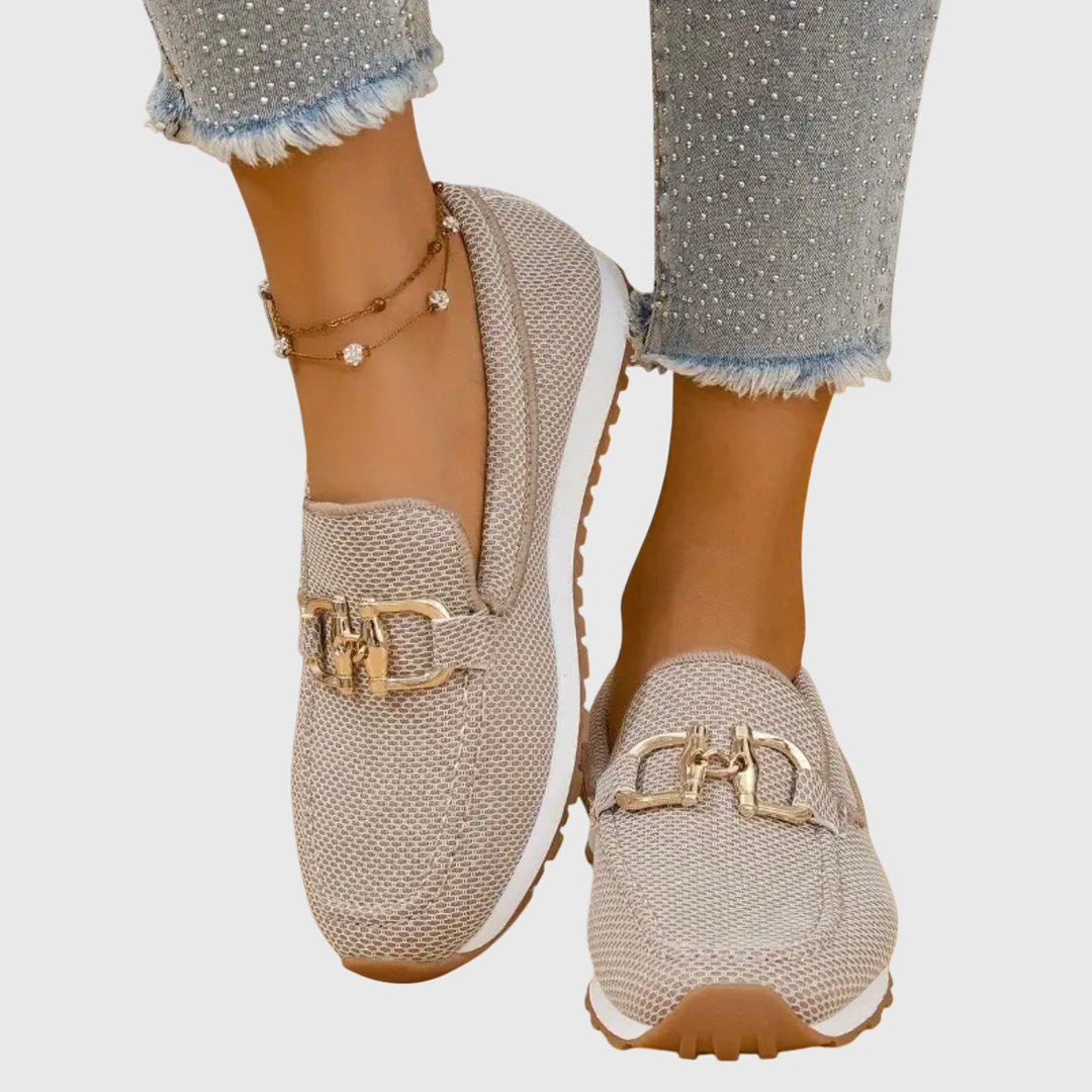 Ava | Women's Slip-On Loafers With Gold Hardware And Round Toe | Casual