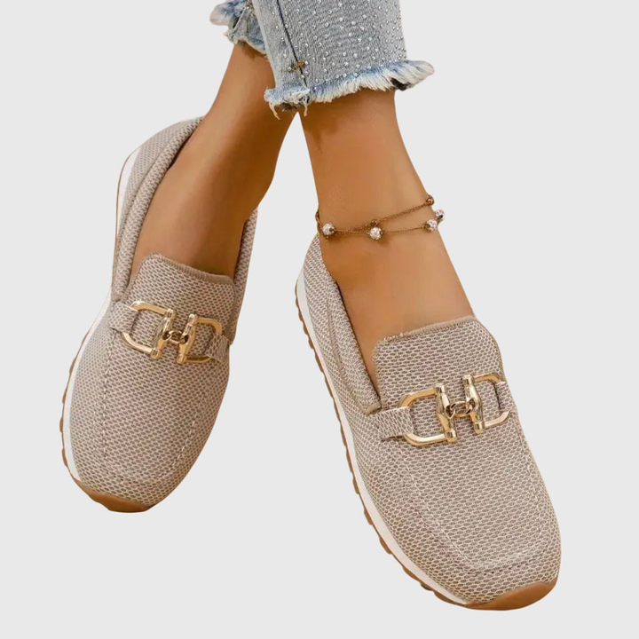 Ava | Women's Slip-On Loafers With Gold Hardware And Round Toe | Casual