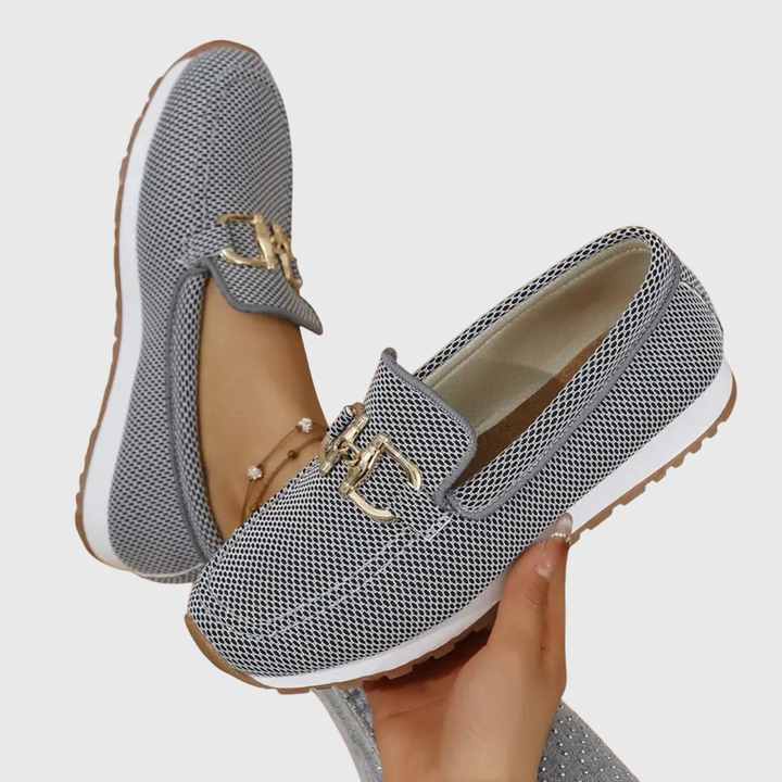Ava | Women's Slip-On Loafers With Gold Hardware And Round Toe | Casual