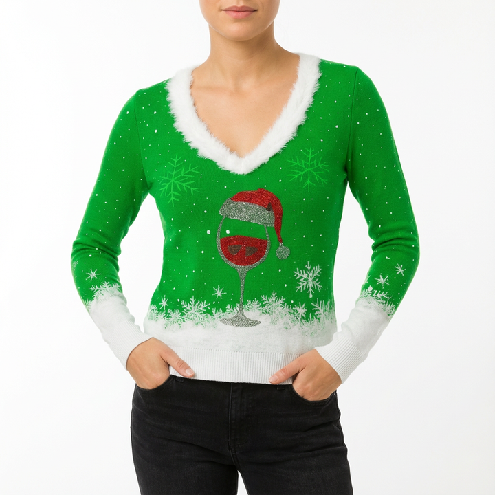 Cara | Women's Long Sleeve V-Neck Christmas Top