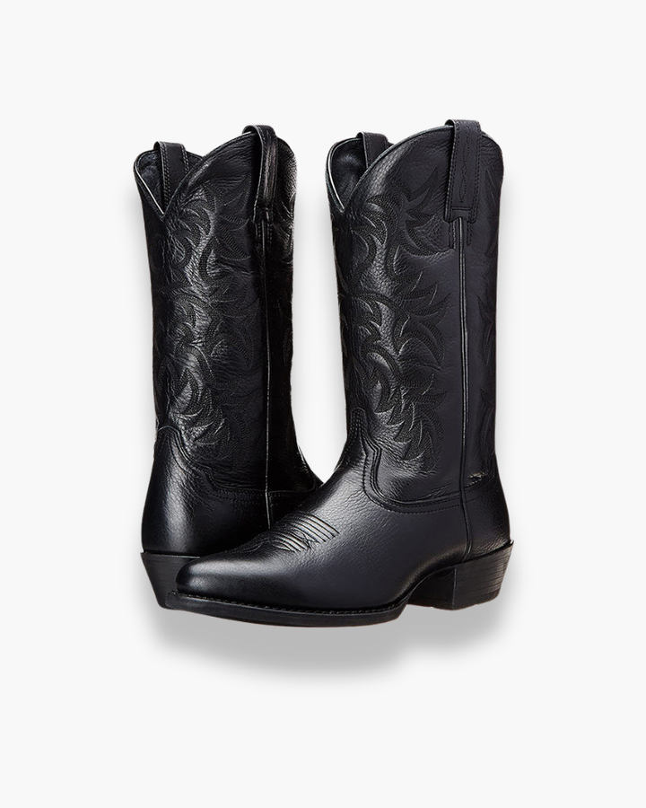 Charlotte | Women's Cowgirl Boots With Embroidered Detail And Stacked Heel | Western