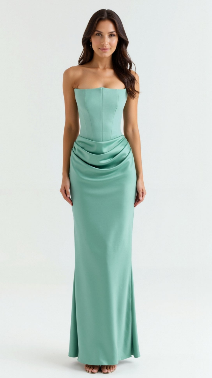 Charlotte | Women's Wedding Guest Dresses With Corset Bodice And Draped Waist | Sophisticated