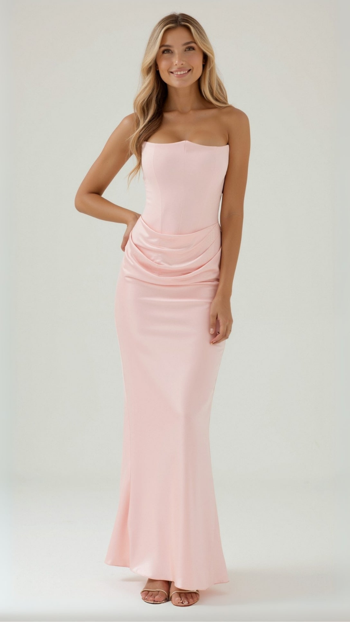 Charlotte | Women's Wedding Guest Dresses With Corset Bodice And Draped Waist | Sophisticated