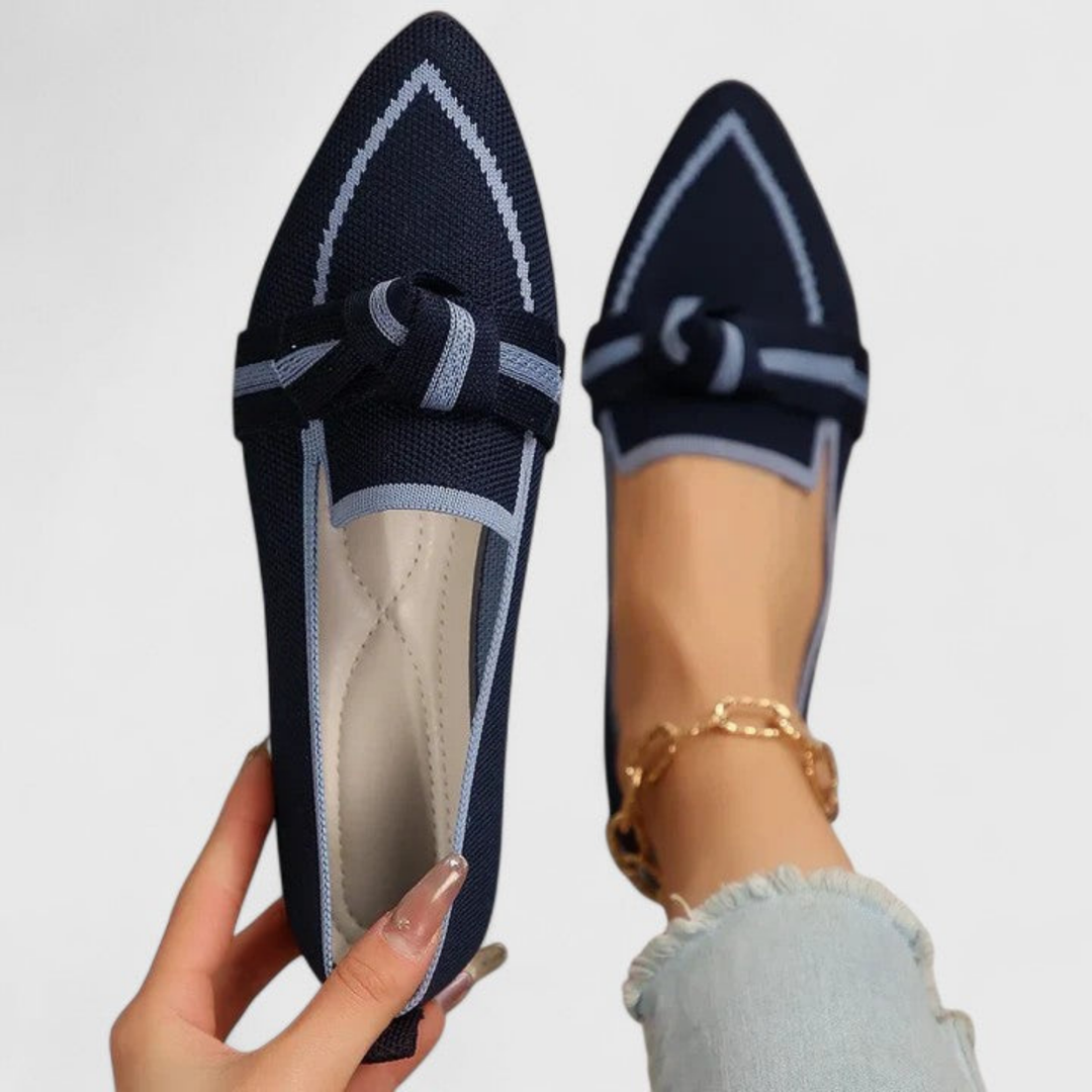 Cleo | Women's Orthopedic Pointed Flats With Knot Detail