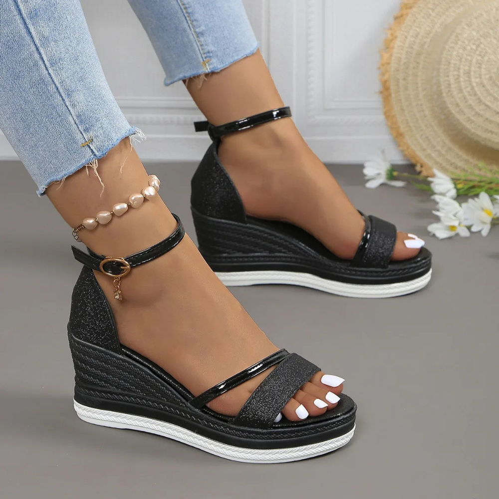 Emma | Women's Comfortable Sandals With Wedge Platform And Ankle Strap | Glam