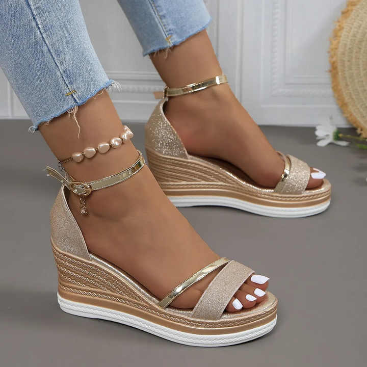 Emma | Women's Comfortable Sandals With Wedge Platform And Ankle Strap | Glam