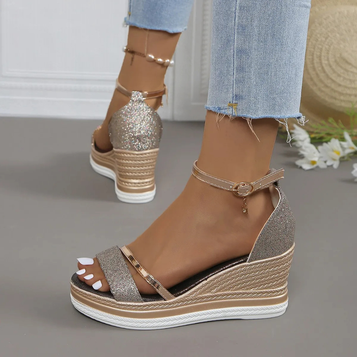 Emma | Women's Comfortable Sandals With Wedge Platform And Ankle Strap | Glam