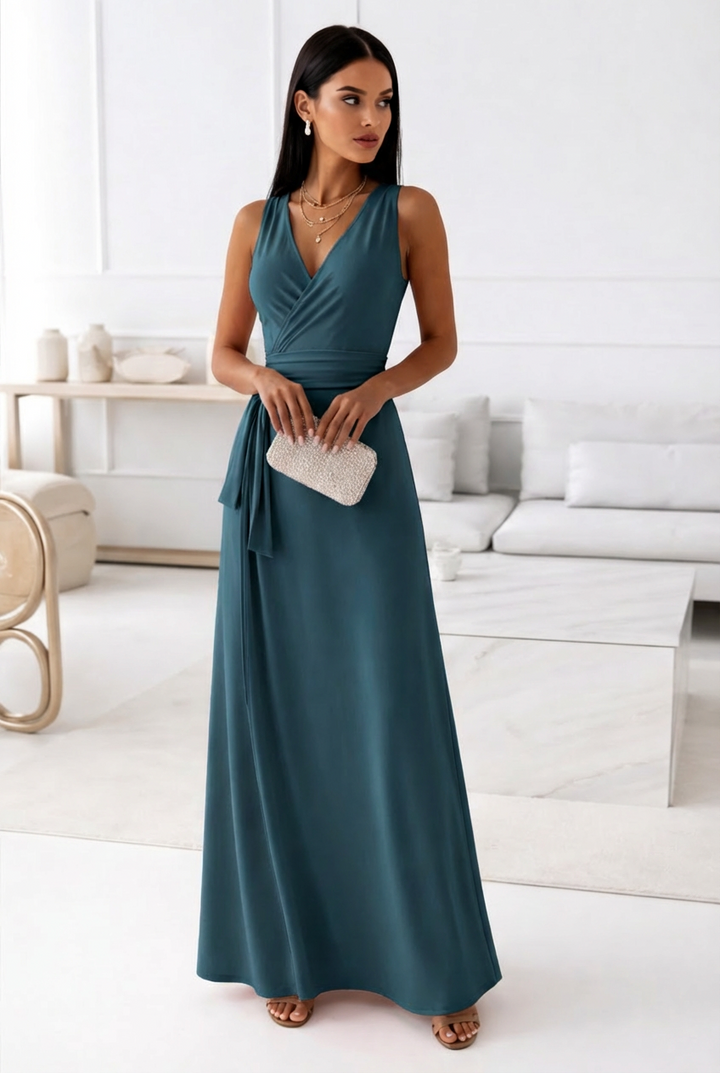 Emma | Women's Wedding Guest Dresses With Wrap Neckline And Tie Waist | Graceful
