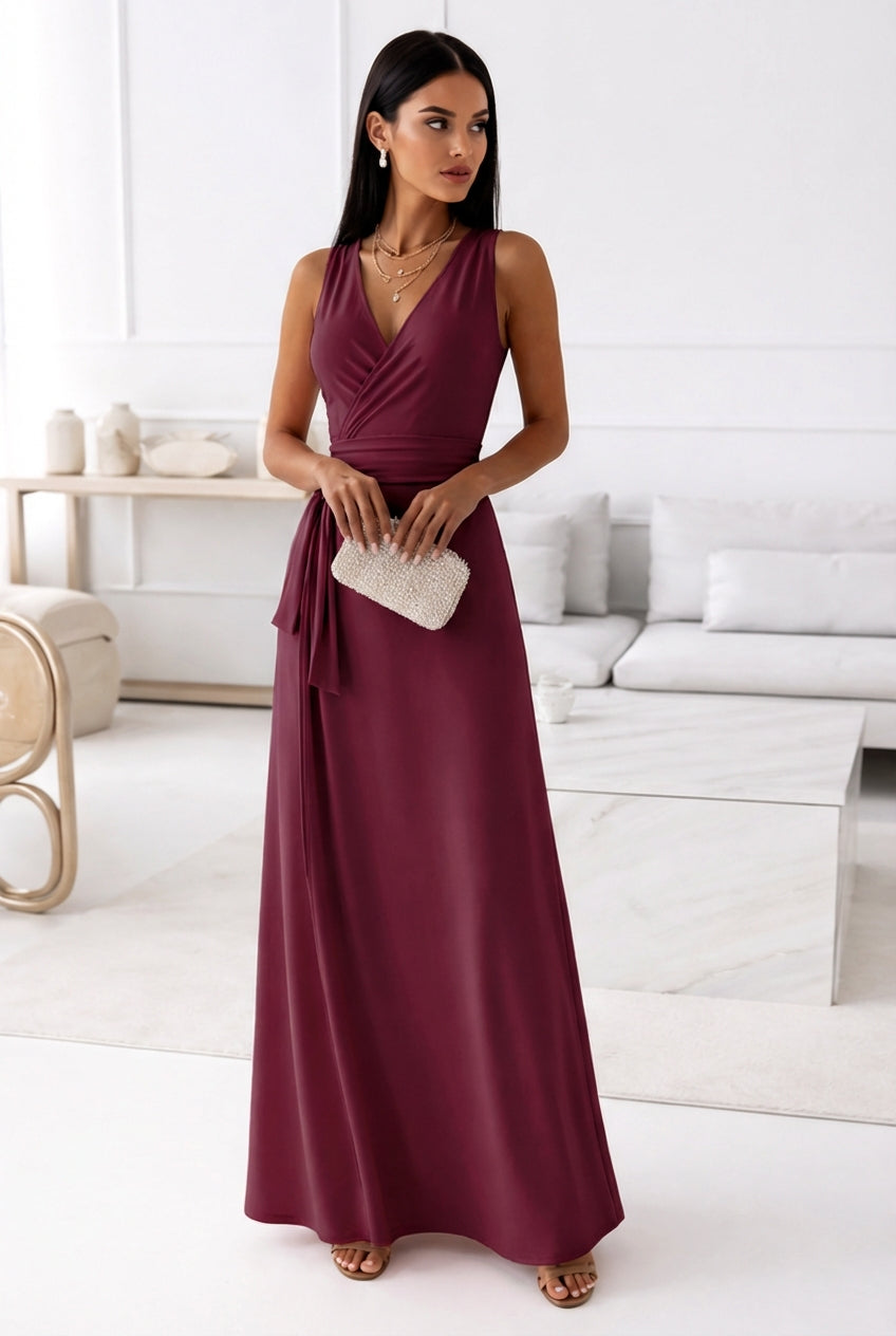 Emma | Women's Wedding Guest Dresses With Wrap Neckline And Tie Waist | Graceful