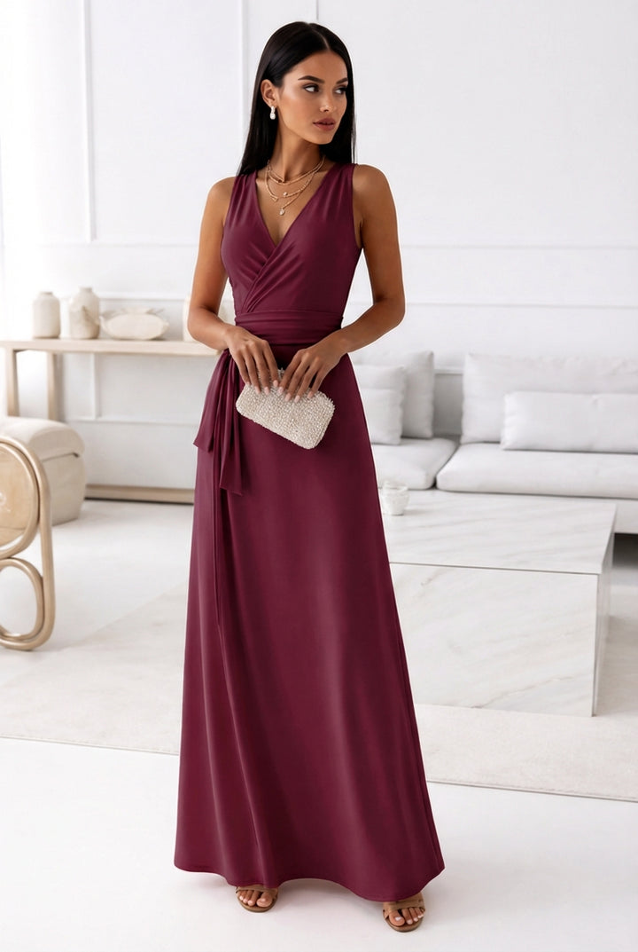 Emma | Women's Wedding Guest Dresses With Wrap Neckline And Tie Waist | Graceful