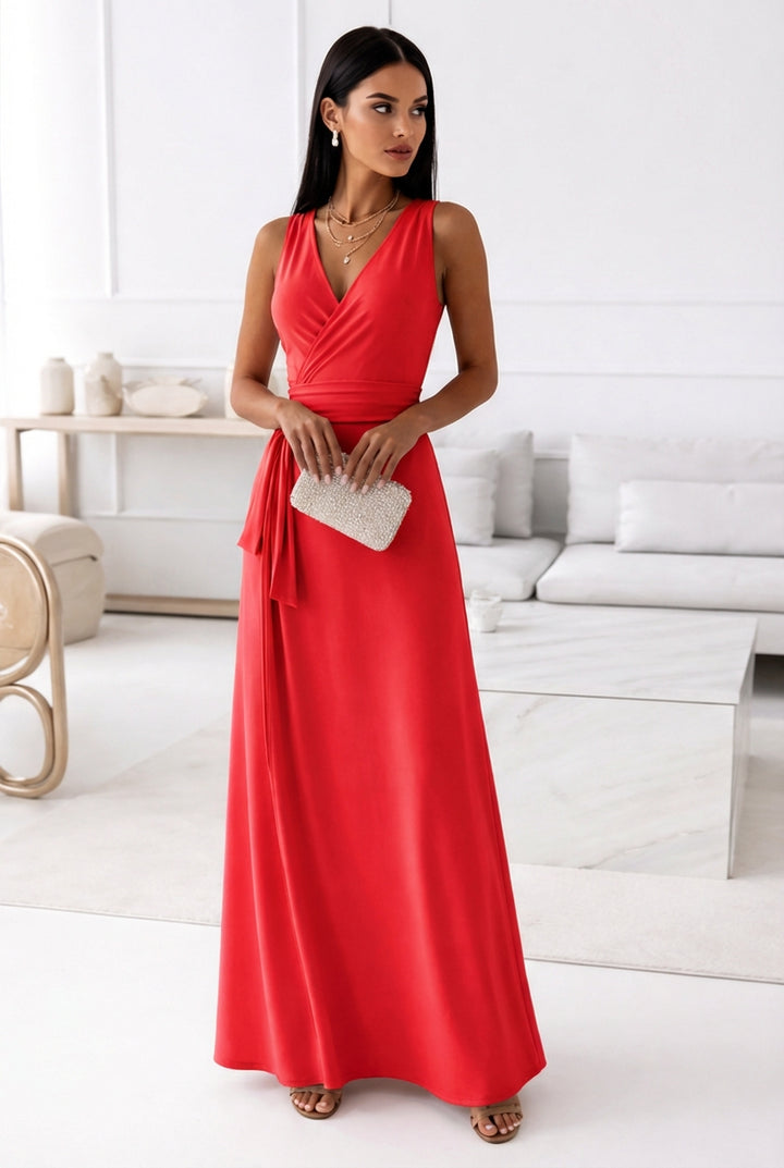 Emma | Women's Wedding Guest Dresses With Wrap Neckline And Tie Waist | Graceful