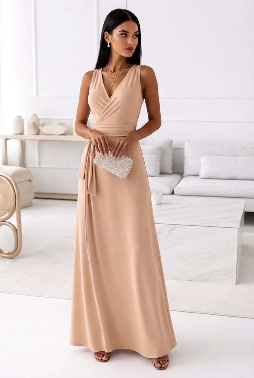 Emma | Women's Wedding Guest Dresses With Wrap Neckline And Tie Waist | Graceful