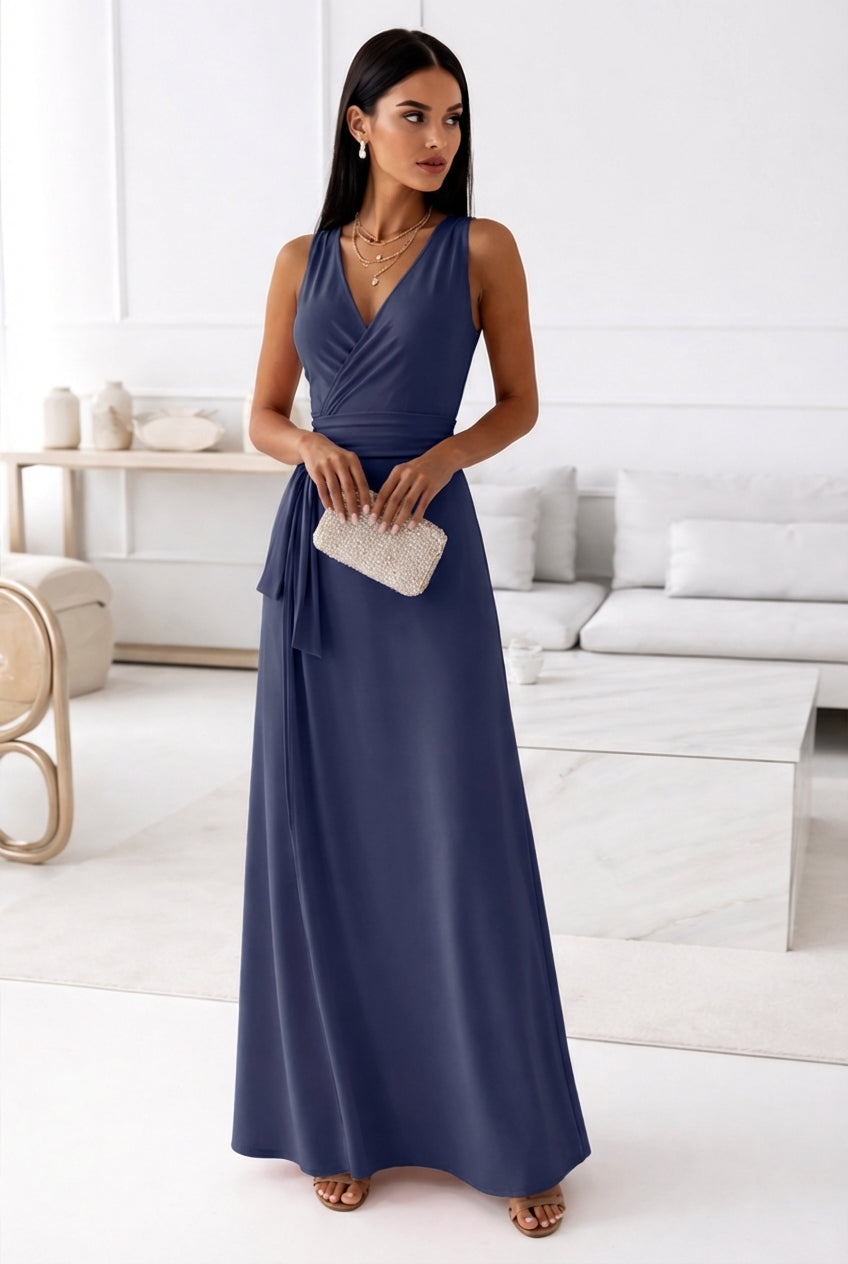 Emma | Women's Wedding Guest Dresses With Wrap Neckline And Tie Waist | Graceful
