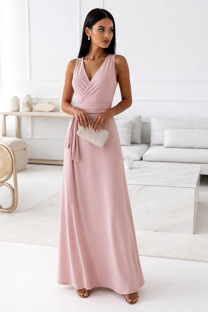 Emma | Women's Wedding Guest Dresses With Wrap Neckline And Tie Waist | Graceful