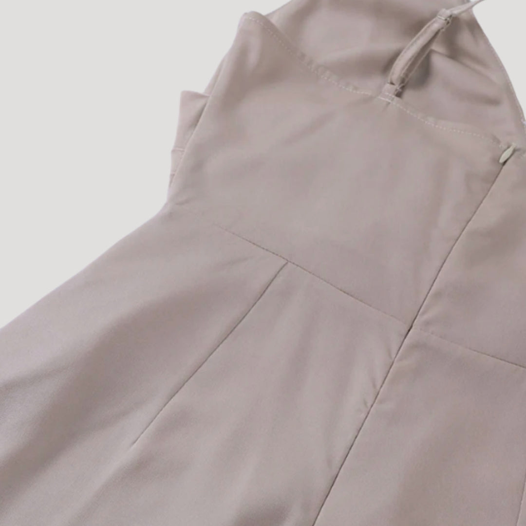 Harper | Women's Wedding Guest Dresses With Draped Neckline And High Slit | Alluring