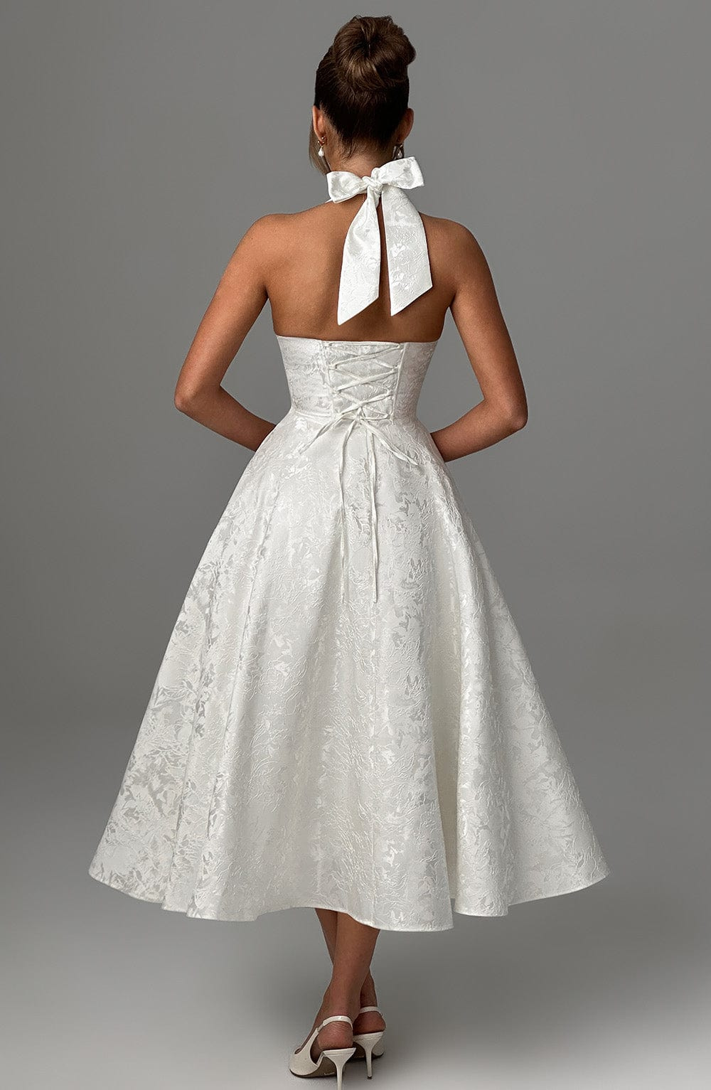 Harper | Women's Wedding Guest Dresses With Halter Neckline And Full Skirt | Feminine