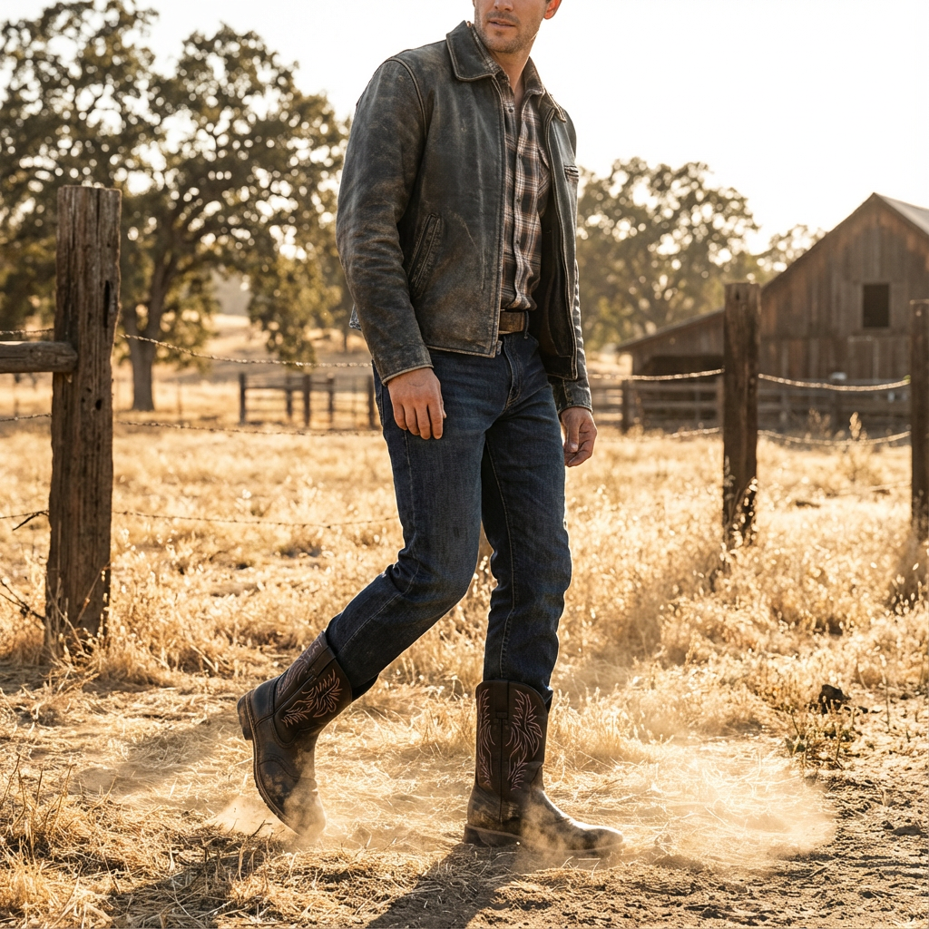 Jordan | Men's Embroidered Mid-Calf Cowboy Boots