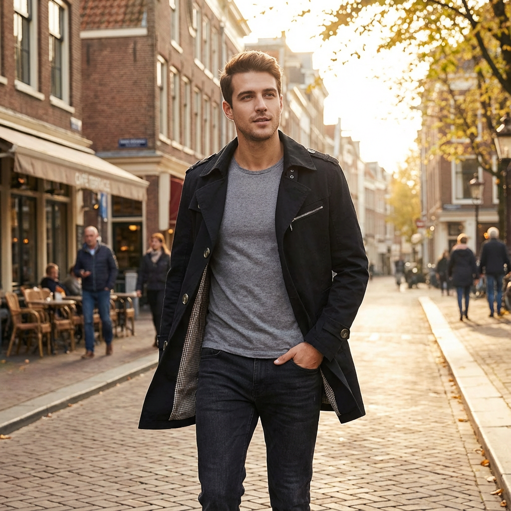 Jordan | Men's Mid-Length Button Front Trench Coat