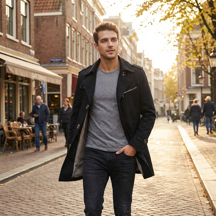 Jordan | Men's Mid-Length Button Front Trench Coat