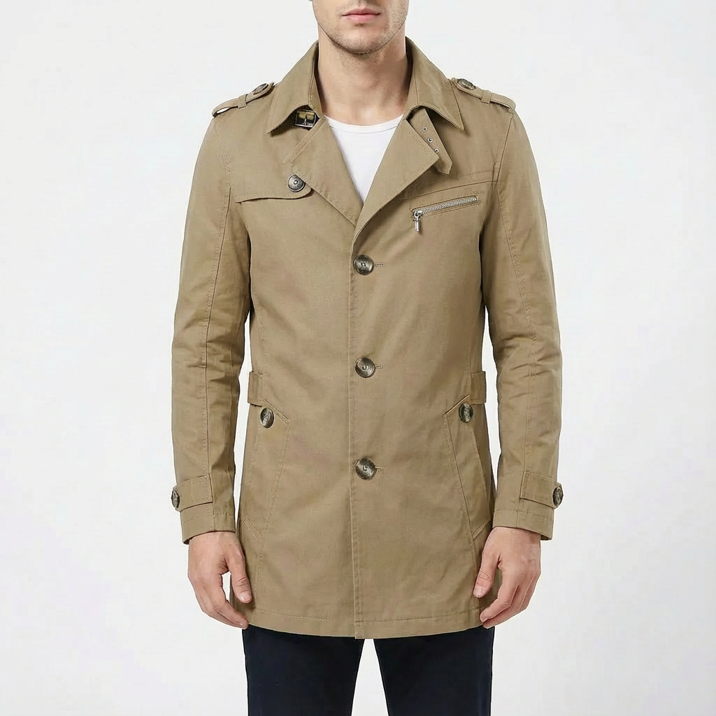 Jordan | Men's Mid-Length Button Front Trench Coat