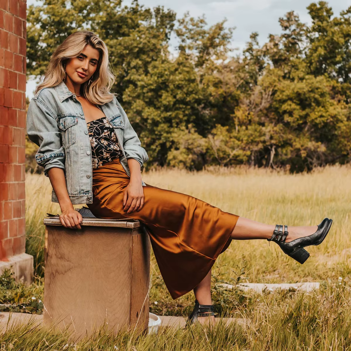 Lennox | Women's Ankle Strap Block Heel Booties