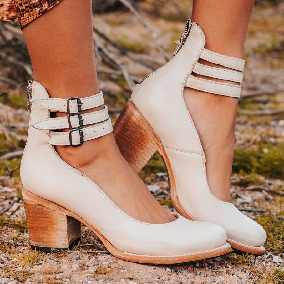 Lennox | Women's Ankle Strap Block Heel Booties