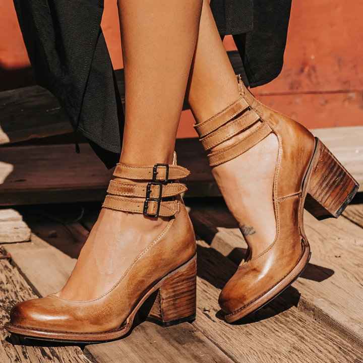Lennox | Women's Ankle Strap Block Heel Booties