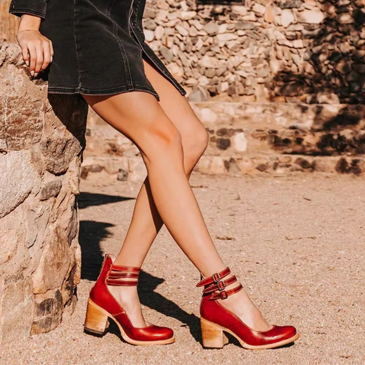 Lennox | Women's Ankle Strap Block Heel Booties