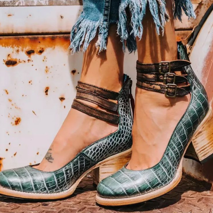 Lennox | Women's Ankle Strap Block Heel Booties