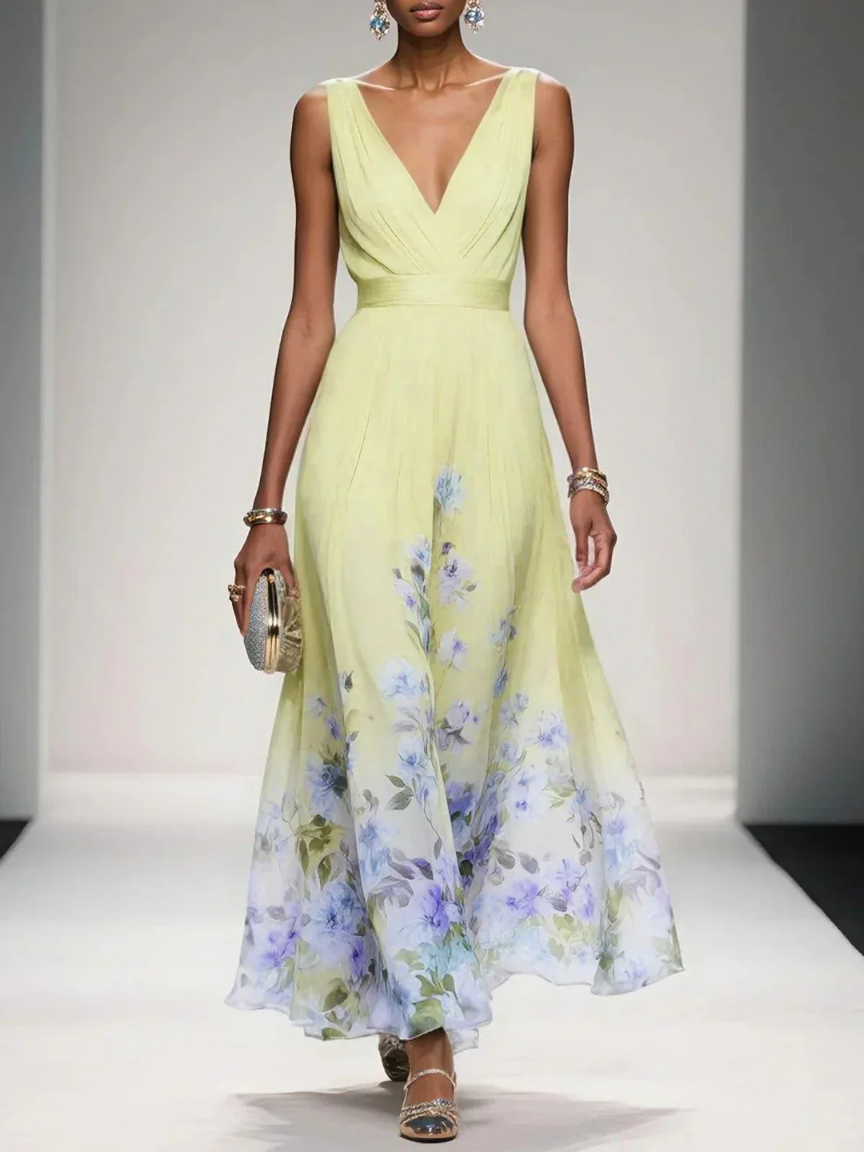 Madison | Women's Floral Dress With Wrap V-Neckline And Flowing Skirt | Elegant