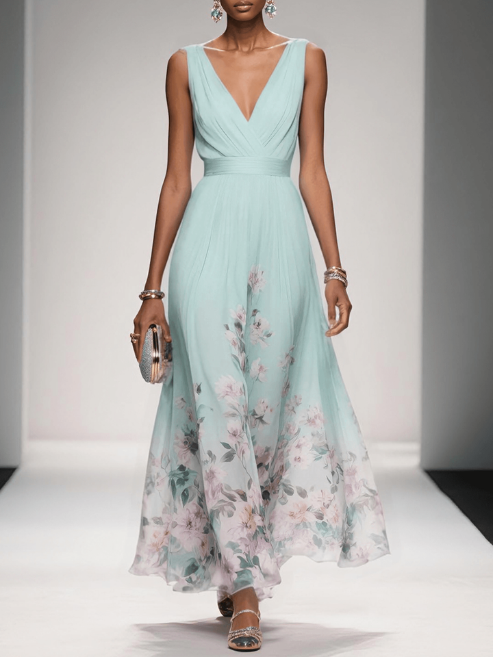 Madison | Women's Floral Dress With Wrap V-Neckline And Flowing Skirt | Elegant