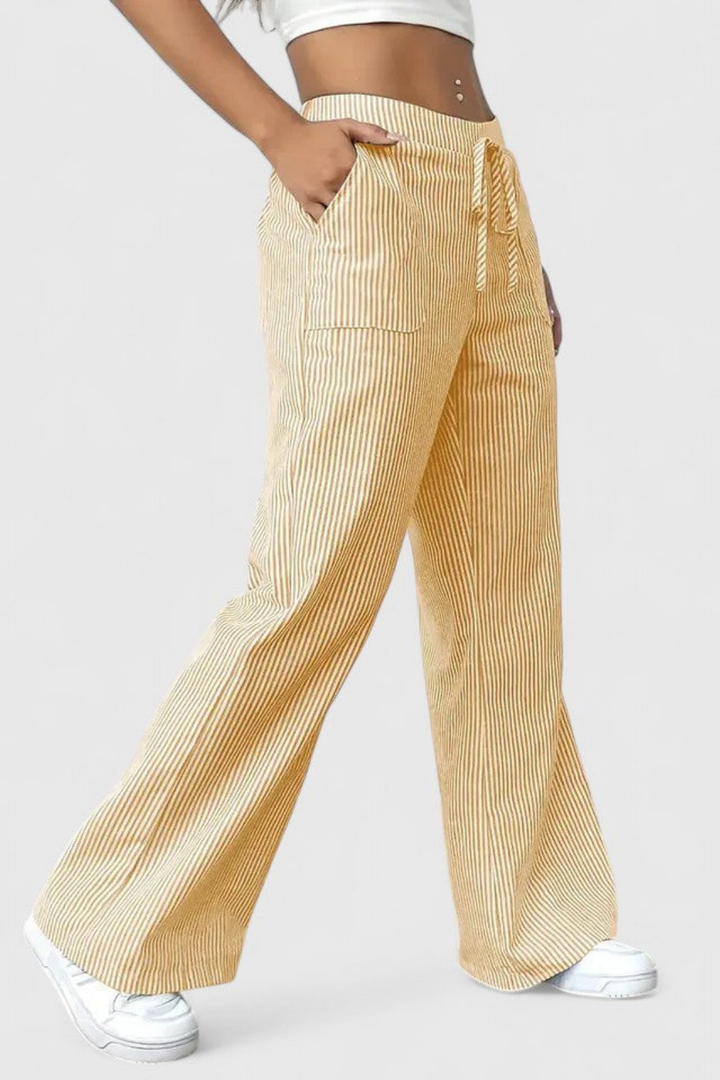 Remy | Women's Casual Striped Drawstring Wide-Leg Pants
