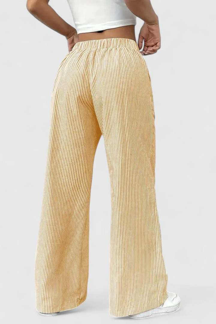 Remy | Women's Casual Striped Drawstring Wide-Leg Pants