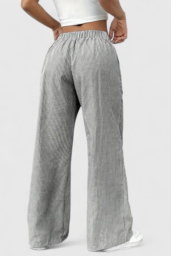 Remy | Women's Casual Striped Drawstring Wide-Leg Pants