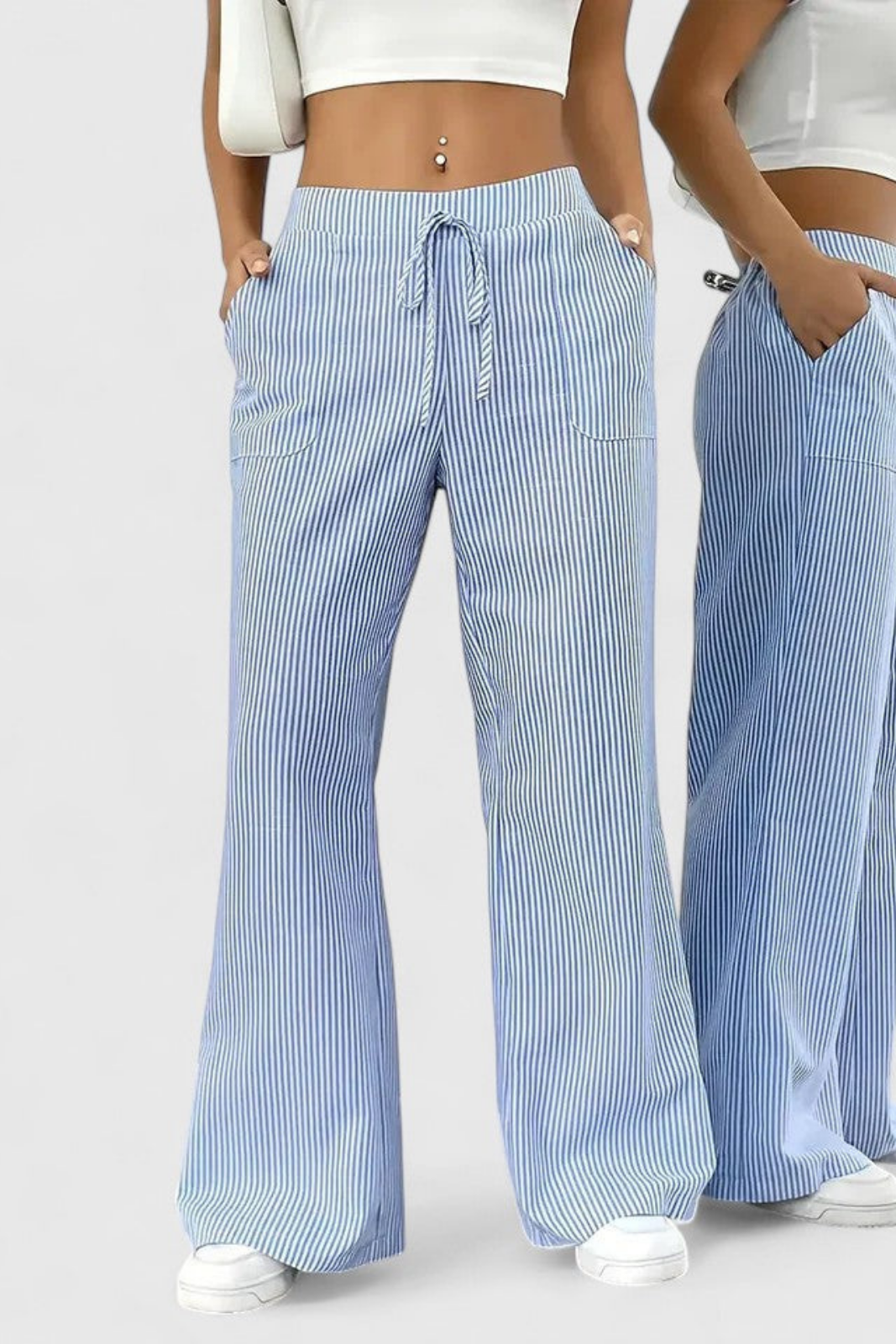 Remy | Women's Casual Striped Drawstring Wide-Leg Pants