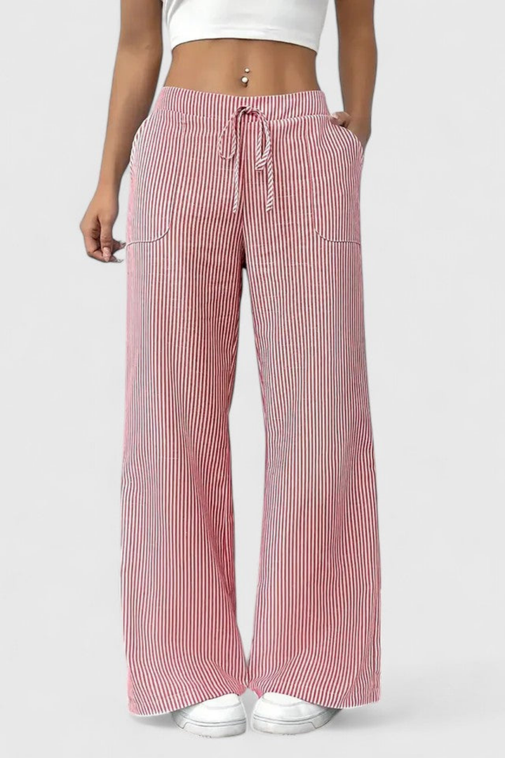 Remy | Women's Casual Striped Drawstring Wide-Leg Pants