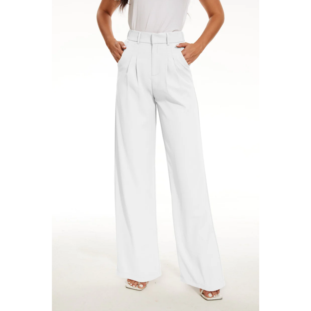 Rhea | Women's High-Waist Pleated Wide-Leg Pants