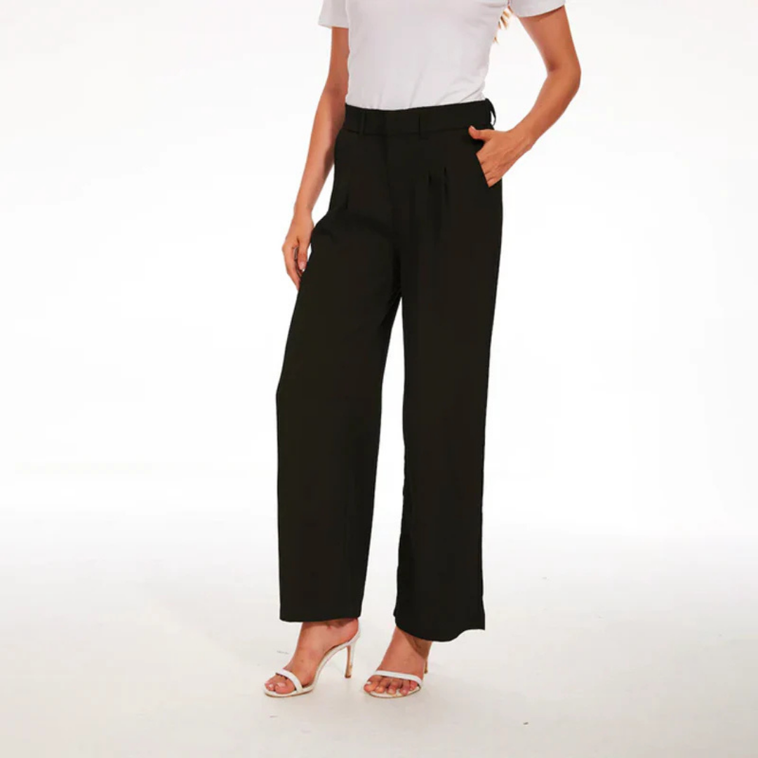 Rhea | Women's High-Waist Pleated Wide-Leg Pants