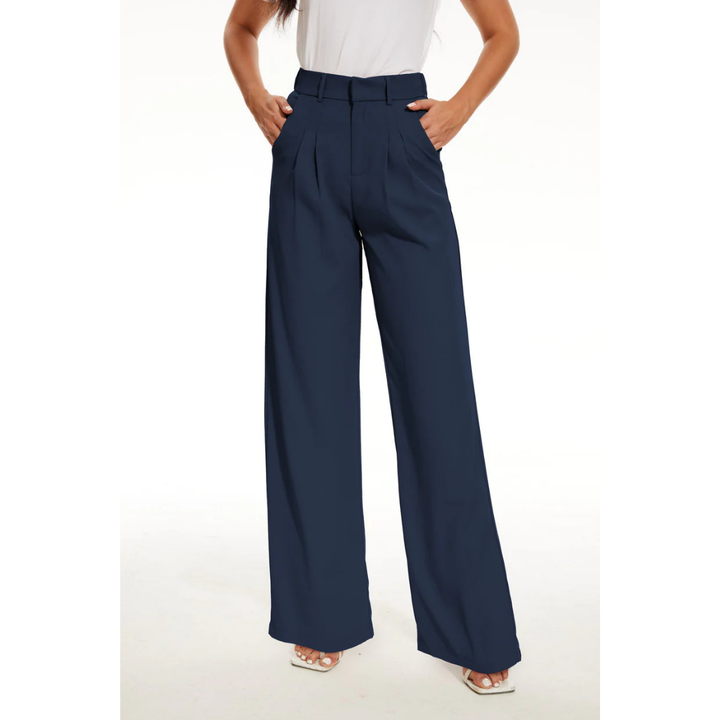 Rhea | Women's High-Waist Pleated Wide-Leg Pants
