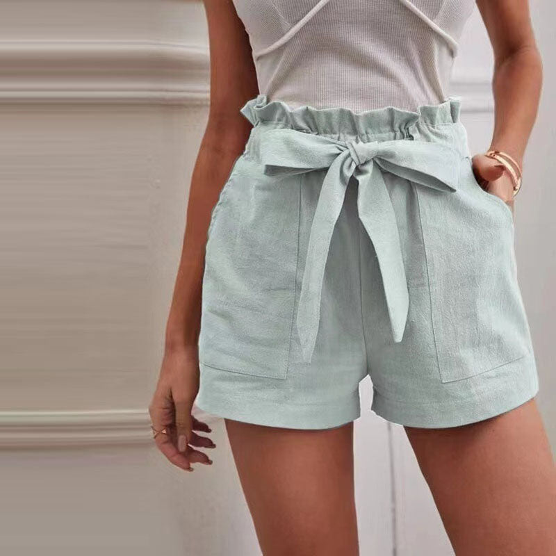 Sophia | Women's Shorts With Paperbag Waist And Tie Belt | Feminine