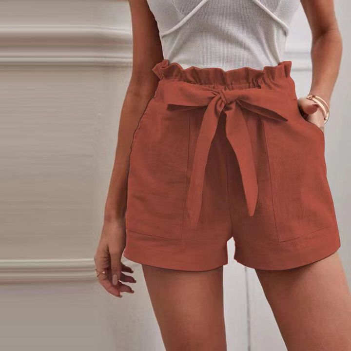 Sophia | Women's Shorts With Paperbag Waist And Tie Belt | Feminine
