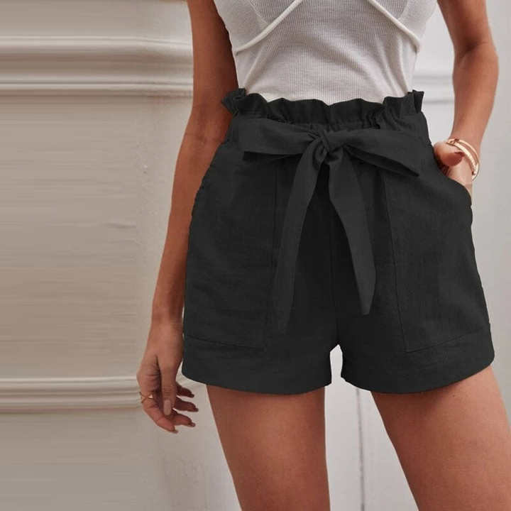 Sophia | Women's Shorts With Paperbag Waist And Tie Belt | Feminine