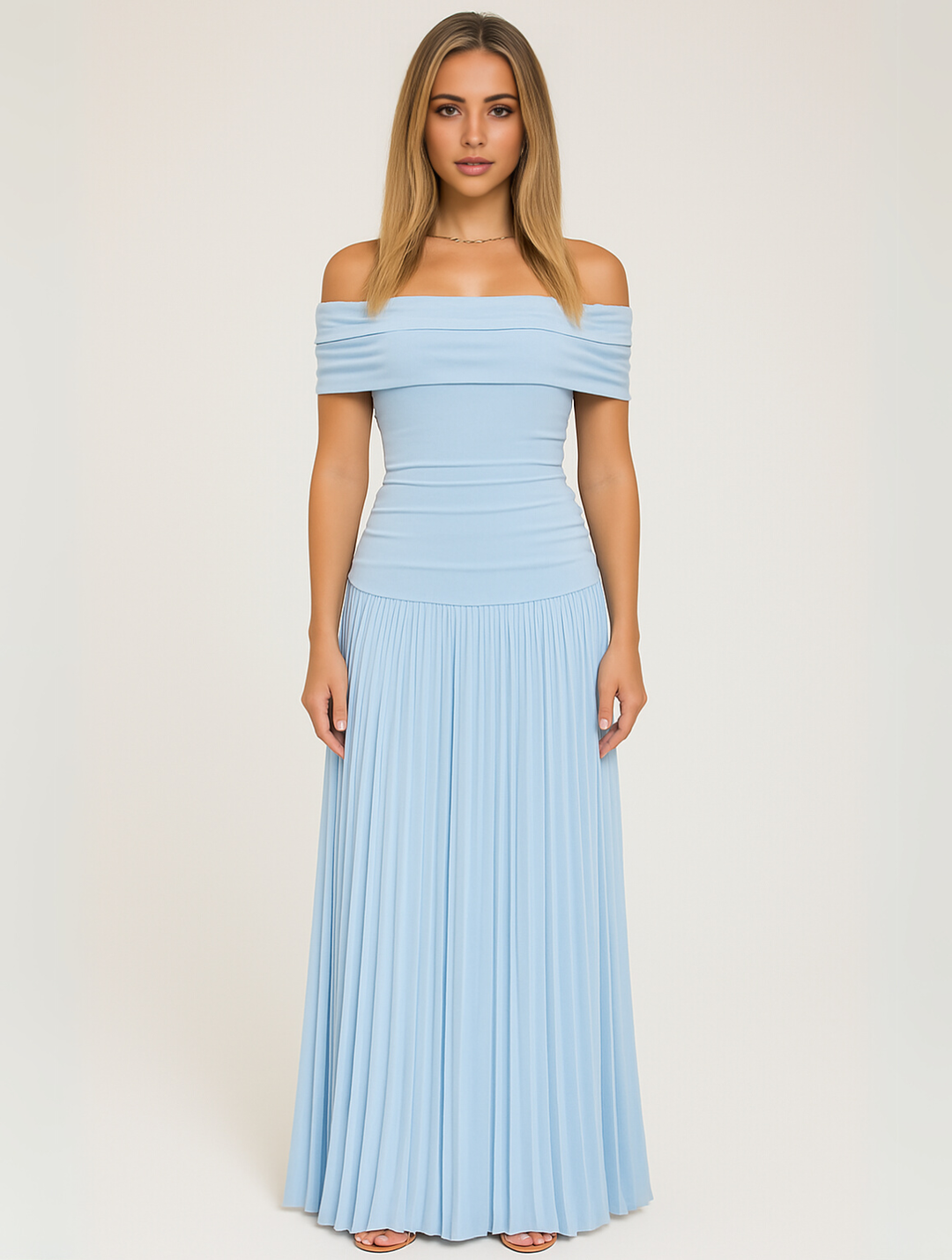 Sophia | Women's Wedding Guest Dresses With Off-Shoulder Design And Pleated Skirt | Elegant