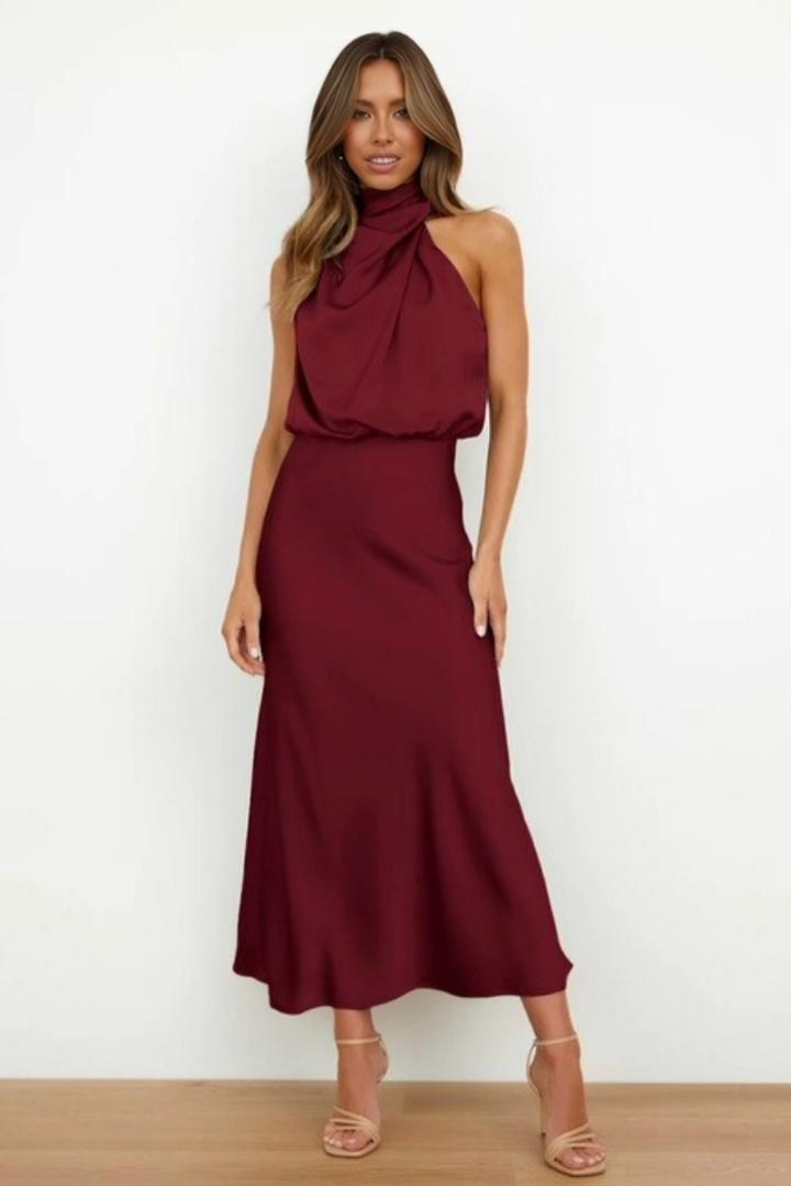 Vivienne | Women's Elegant Halter Neck Midi Dress