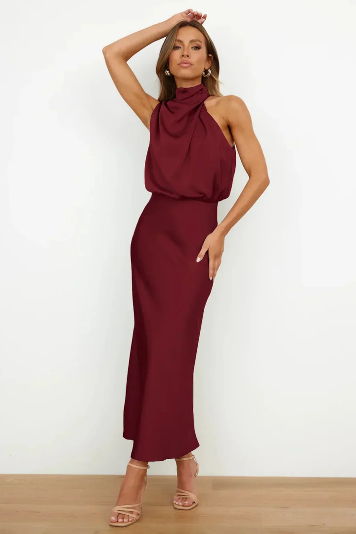 Vivienne | Women's Elegant Halter Neck Midi Dress