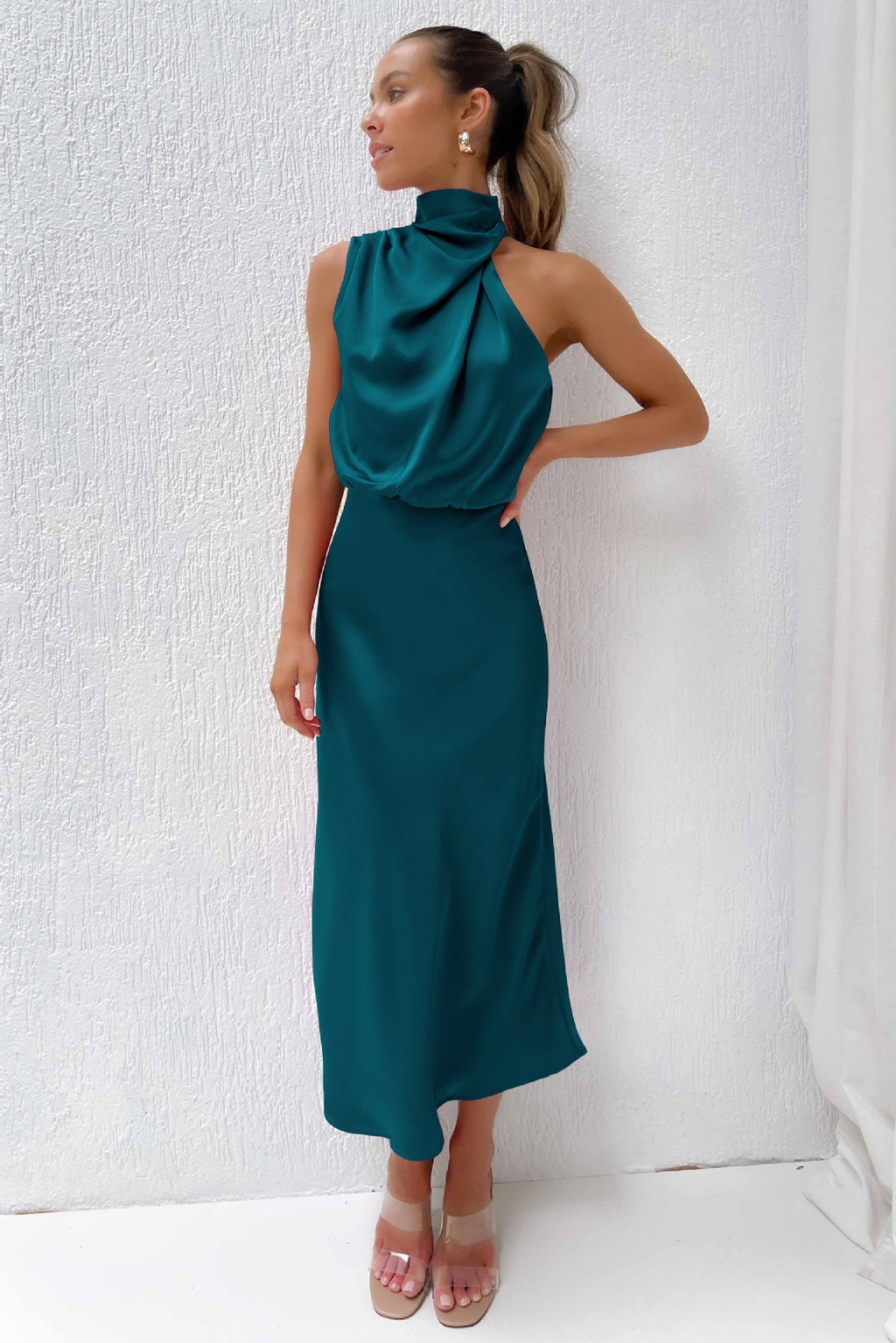 Vivienne | Women's Elegant Halter Neck Midi Dress