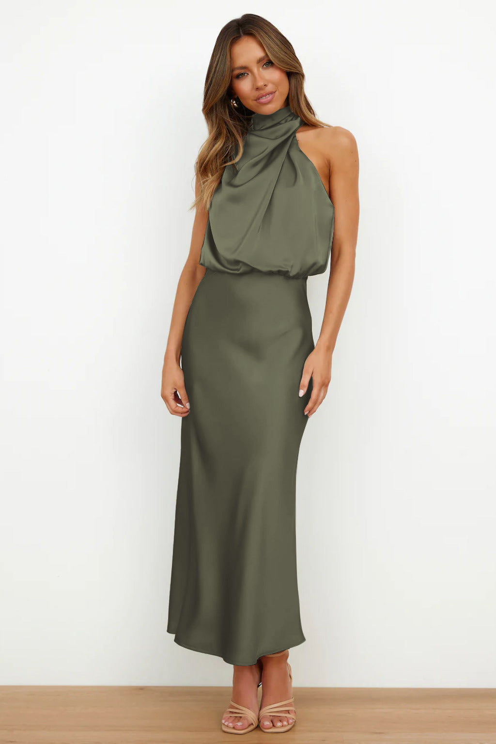 Vivienne | Women's Elegant Halter Neck Midi Dress