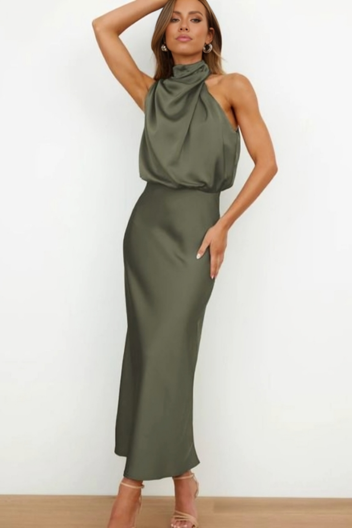 Vivienne | Women's Elegant Halter Neck Midi Dress