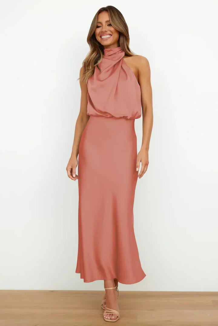 Vivienne | Women's Elegant Halter Neck Midi Dress